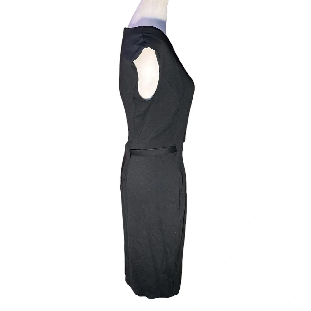 LAUREN RALPH LAUREN BLACK JERSEY SLEEVELESS BELTED MIDI DRESS GREAT CONDITION S